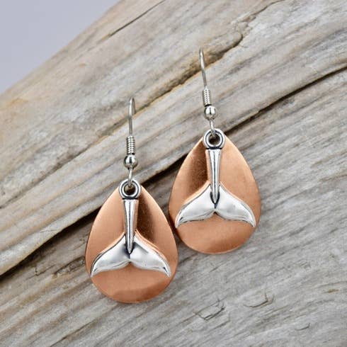 Med. Copper Tone Whale Tail Earrings