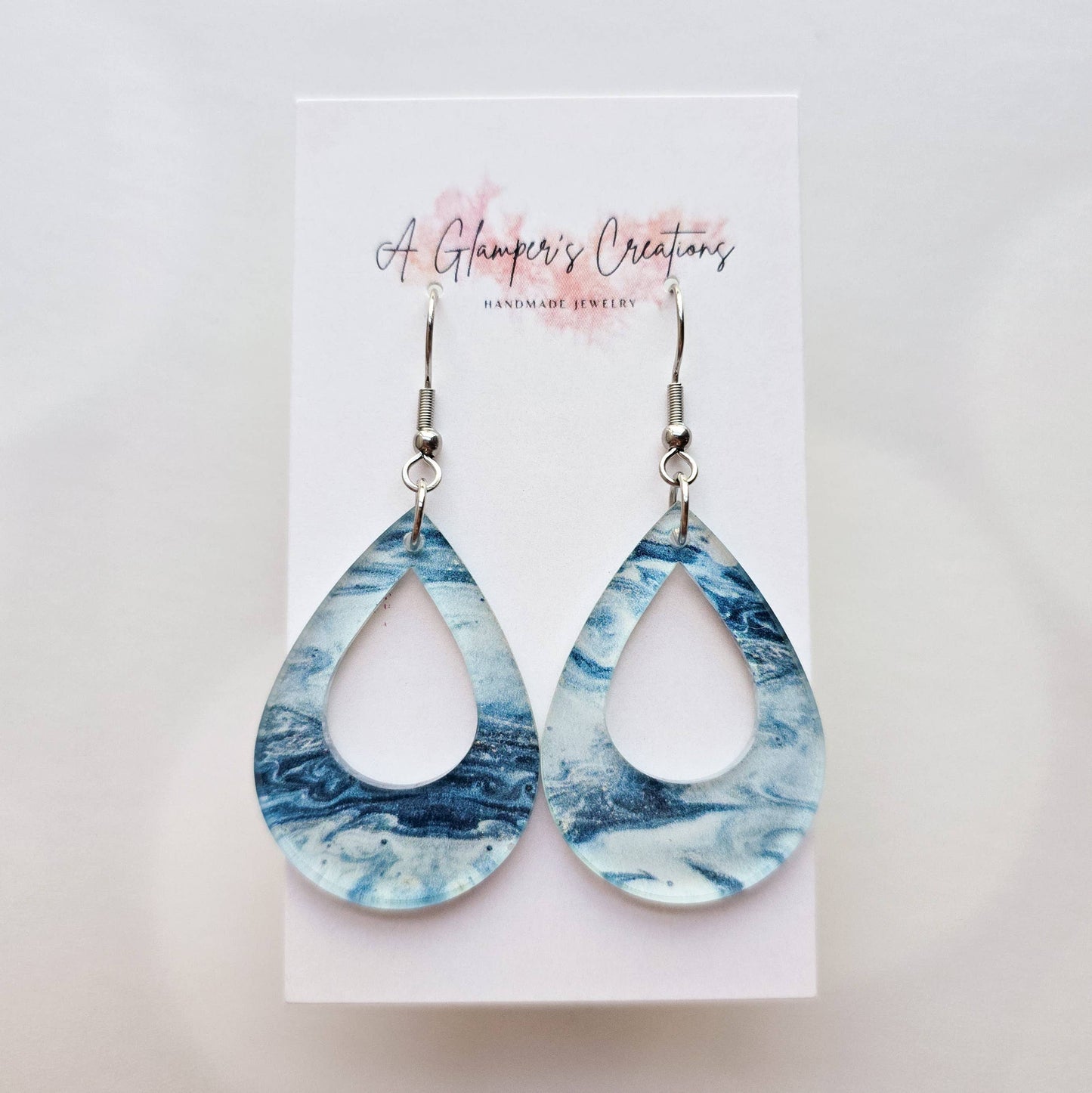 Ocean Marble Cutout Teardrop Acrylic Earrings