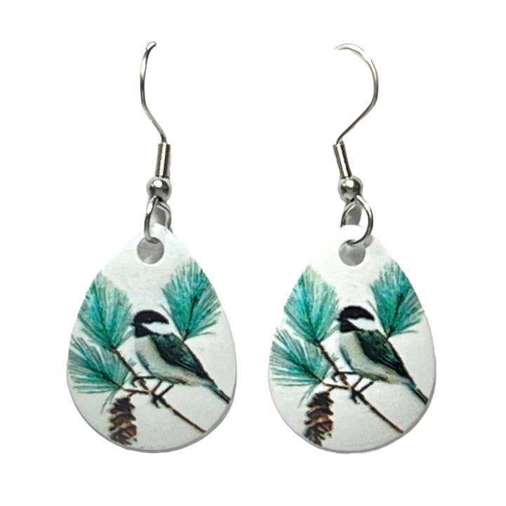 Chickadee Bird Earrings Audubon Jewelry Maine's State Bird