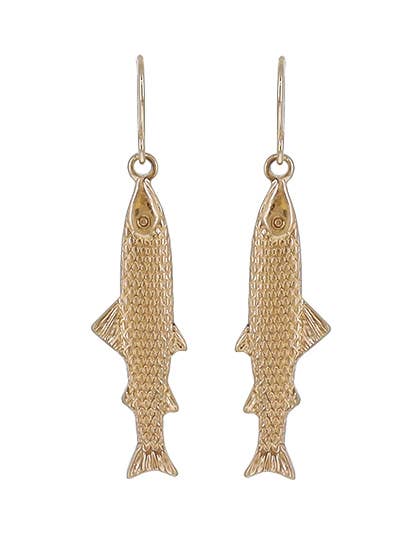 3D Antique Silver or Patina Salmon Fish Earrings