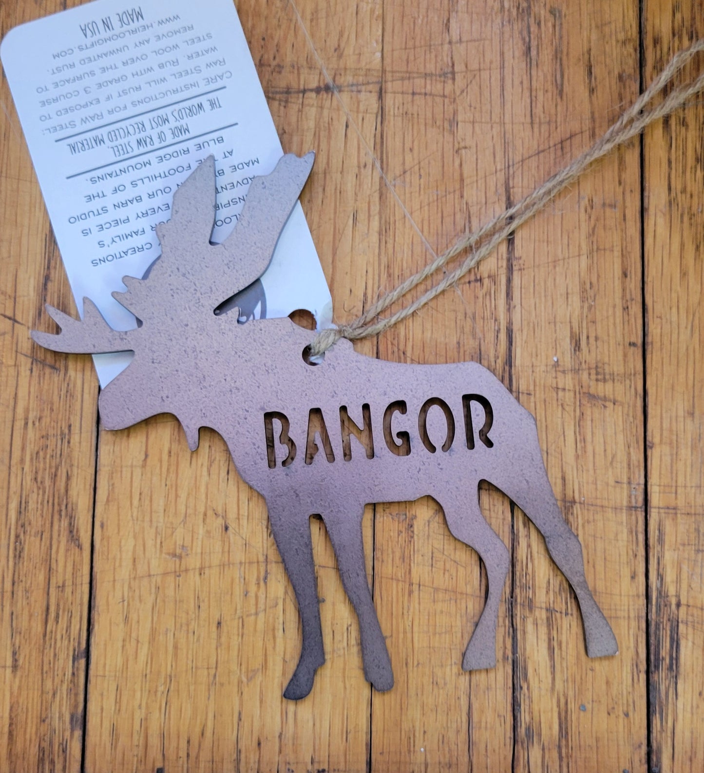 BANGOR MOOSE Raw Steel Ornament
