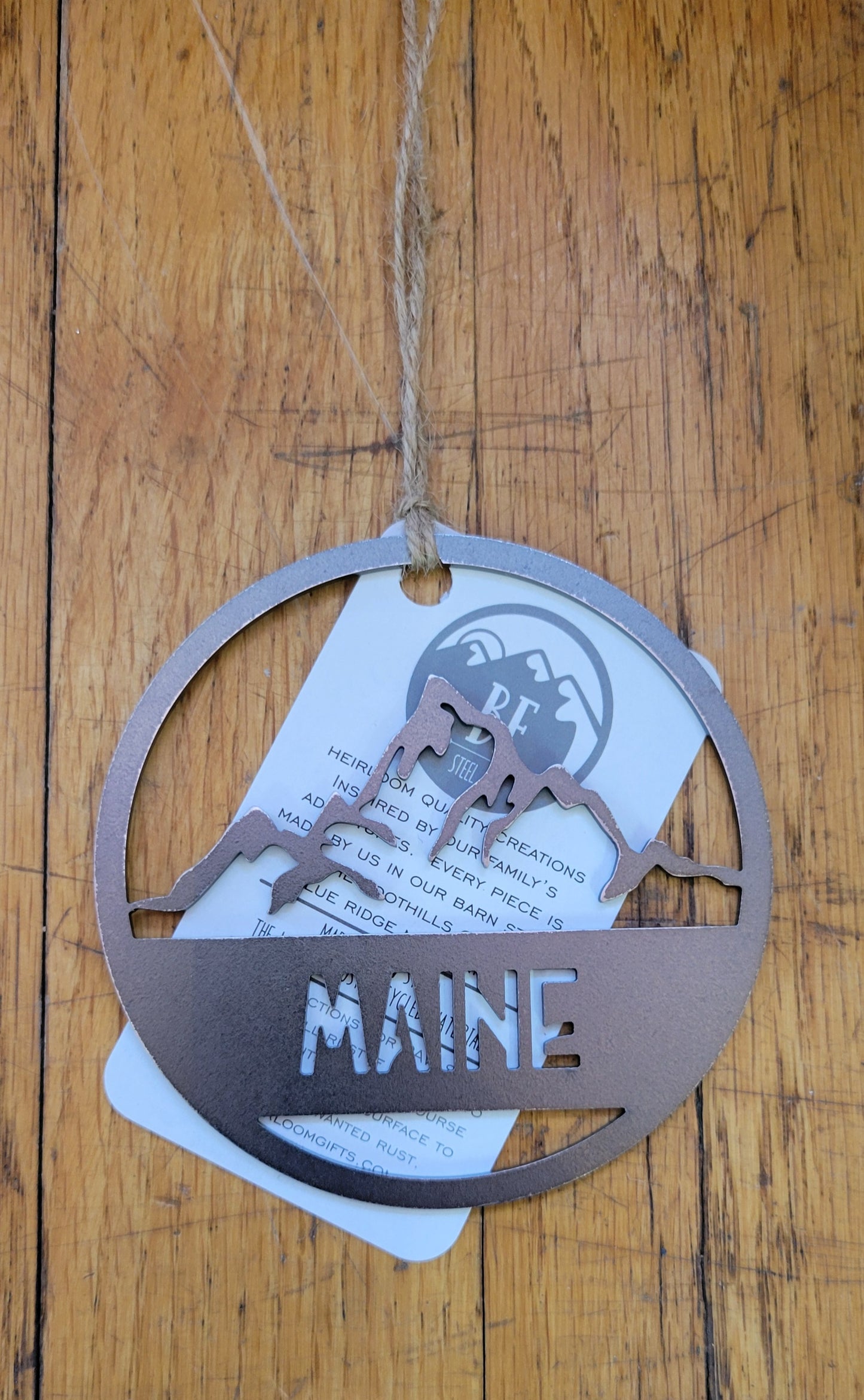 Maine MOUNTAIN Raw Steel Ornament