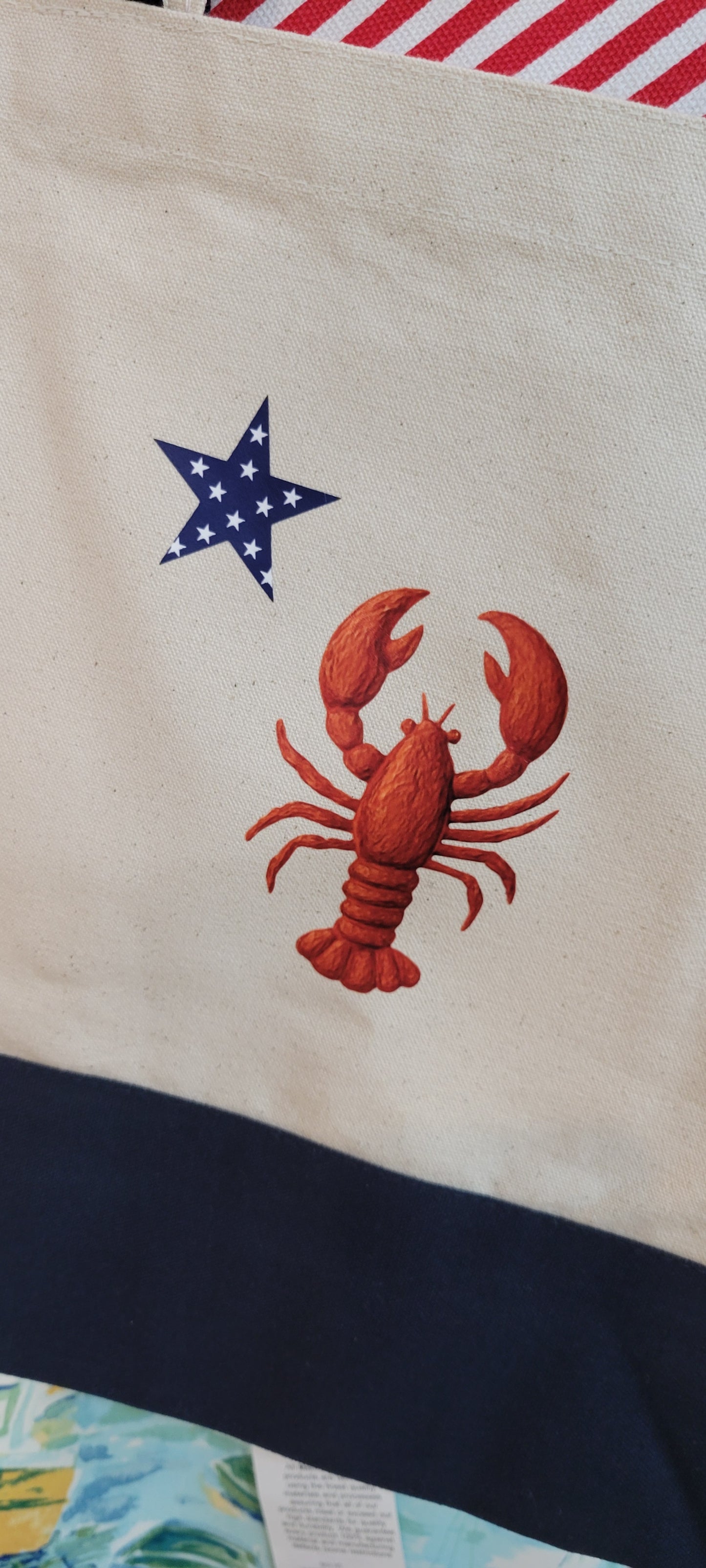 Americana Red Lobster & Star Large Canvas Tote