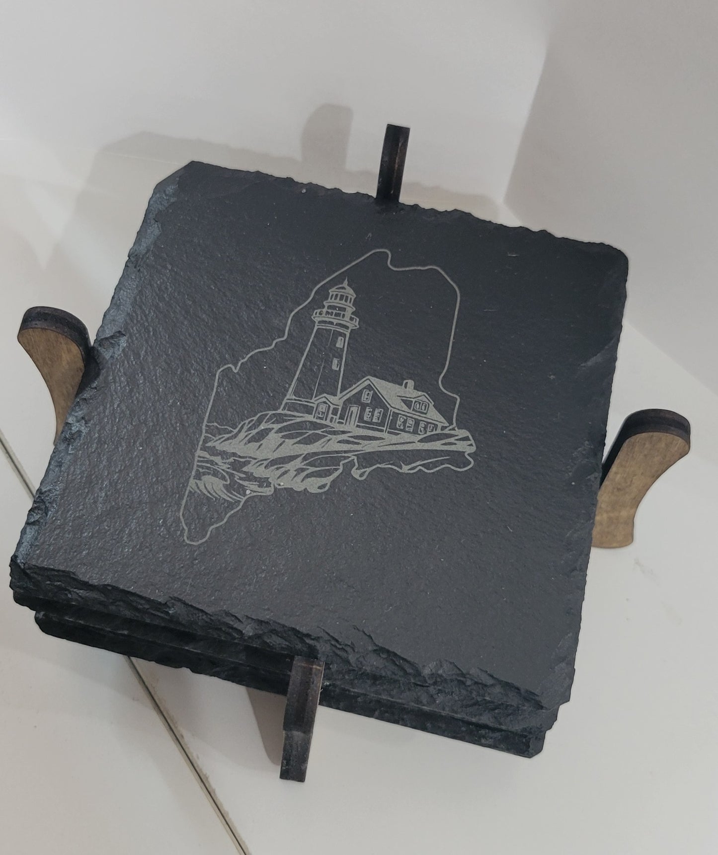 Maine Lighthouse Slate 4 piece Coaster Set