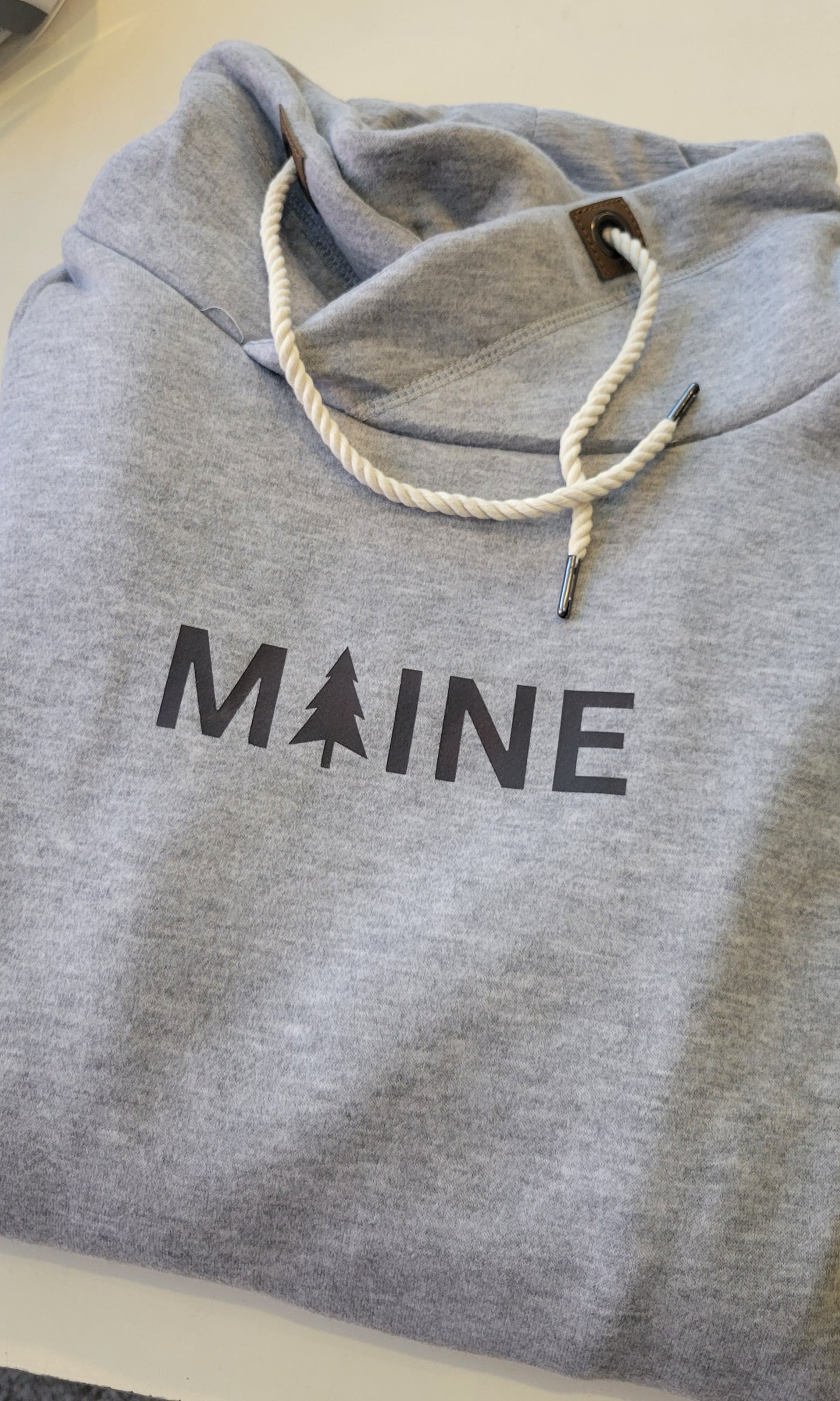 Maine Light Gray Cowl Neck Sweatshirts