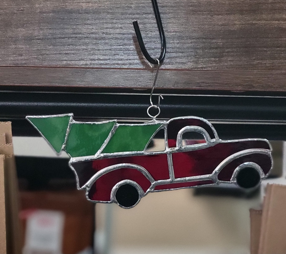 Christmas Farm Truck-Stained Glass