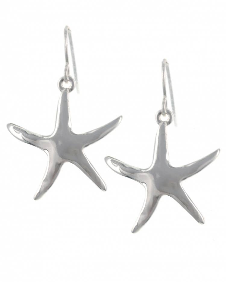 Silver Cute Starfish Metal Dangle Earrings