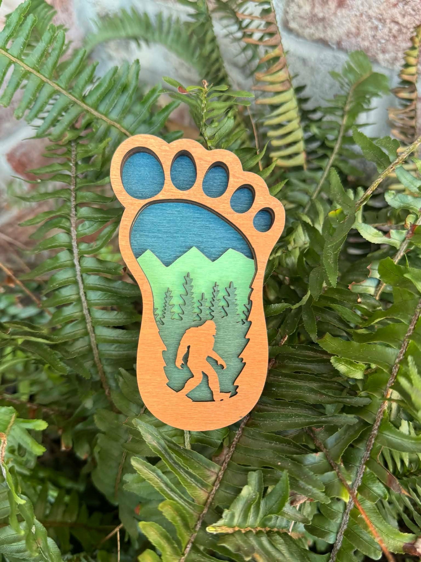 Layered Bigfoot Print Ornament