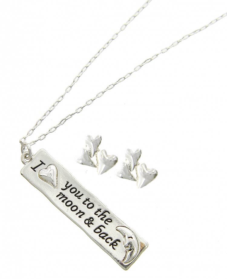 I LOVE YOU TO THE MOON & BACK Necklace Set