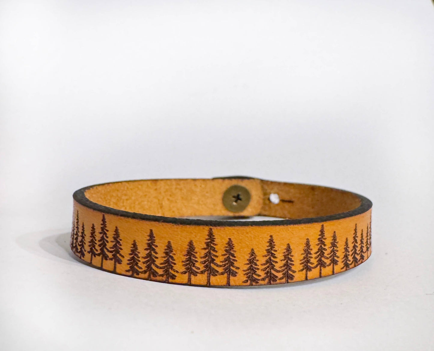 Tree Bracelet - Forest Thin Leather Bracelet