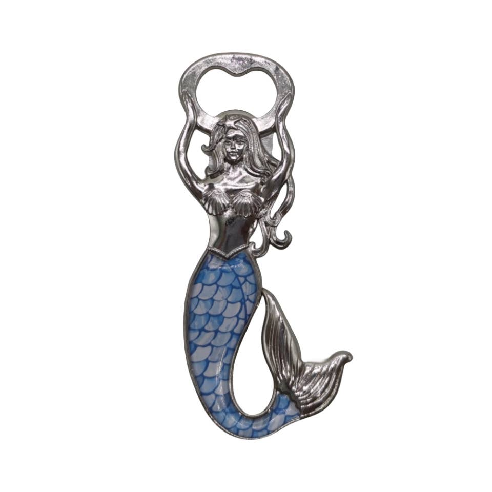 Metal Mermaid 4.5" Bottle Opener with Magnet - Souvenir