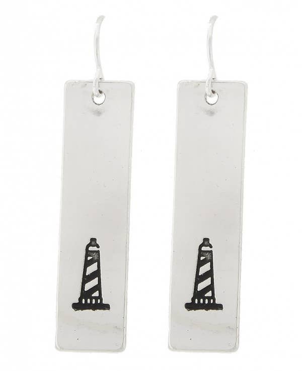 Long Rectangle Sea Life Lighthouse Earrings