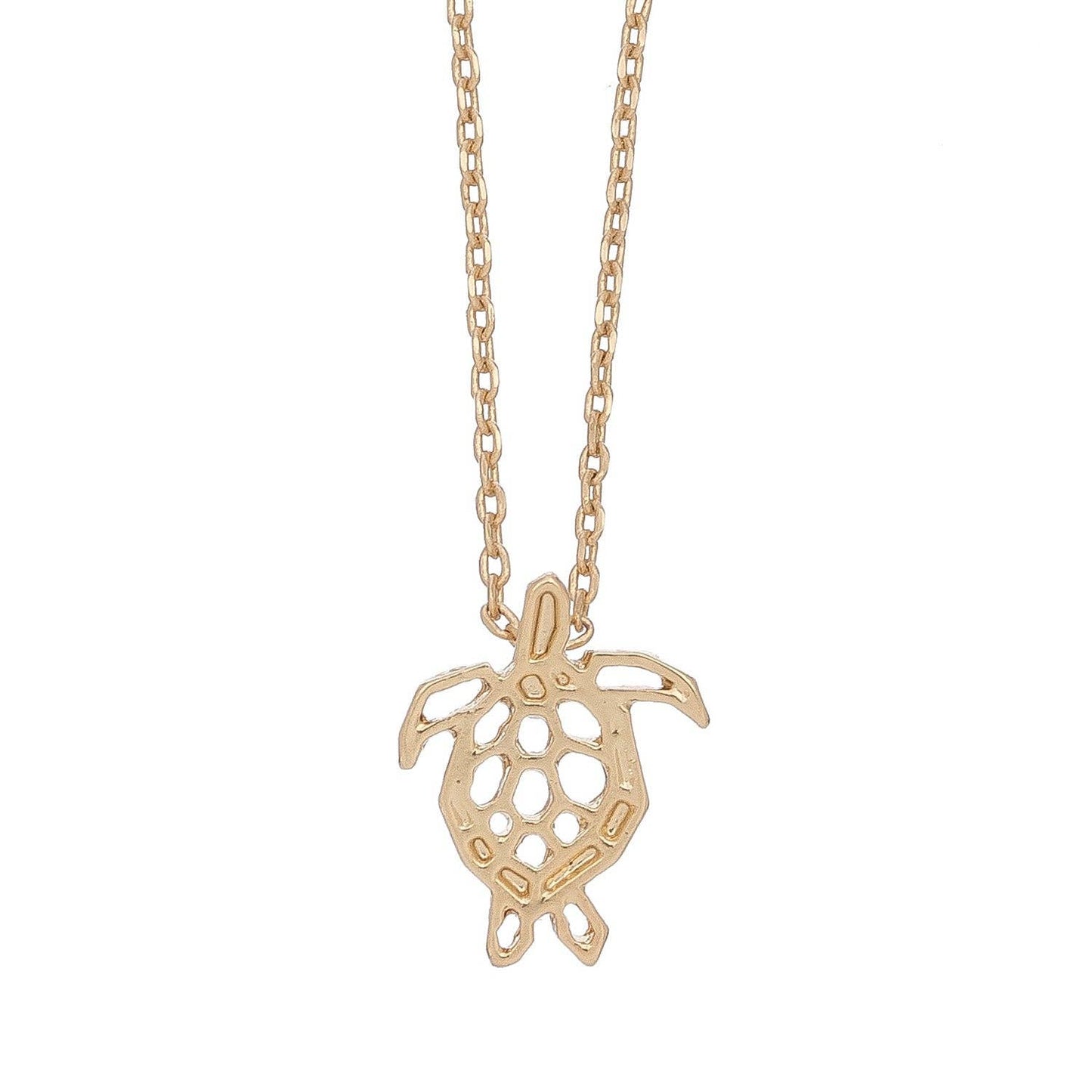 Gold Sea Turtle Icon Pendant Necklace