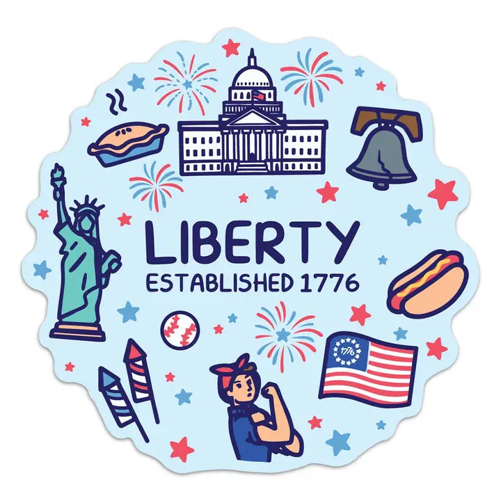 USA Liberty 1776 Doodles Patriotic Die Cut Vinyl Sticker