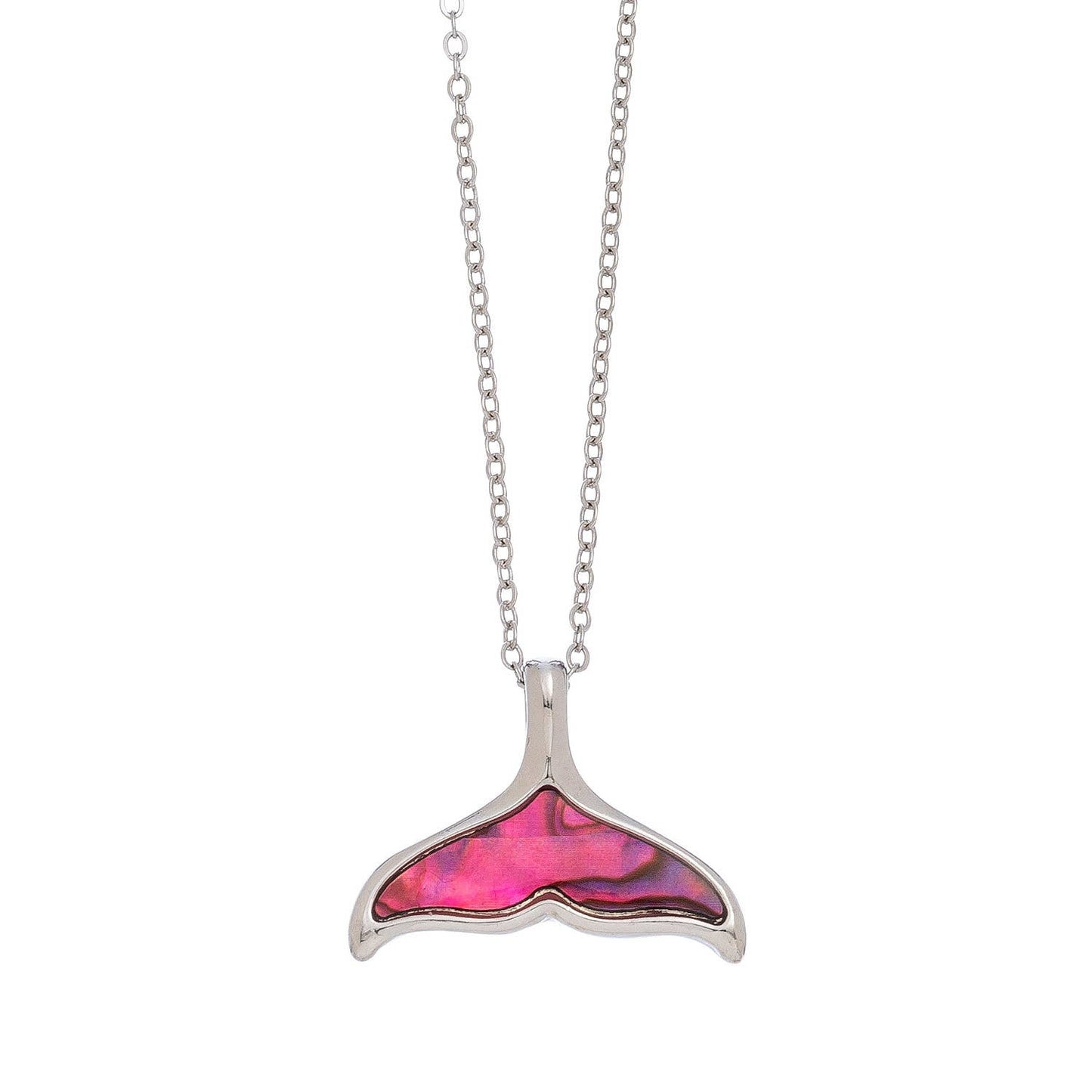 -Abalone Shell Whale Tail Pendant Necklace