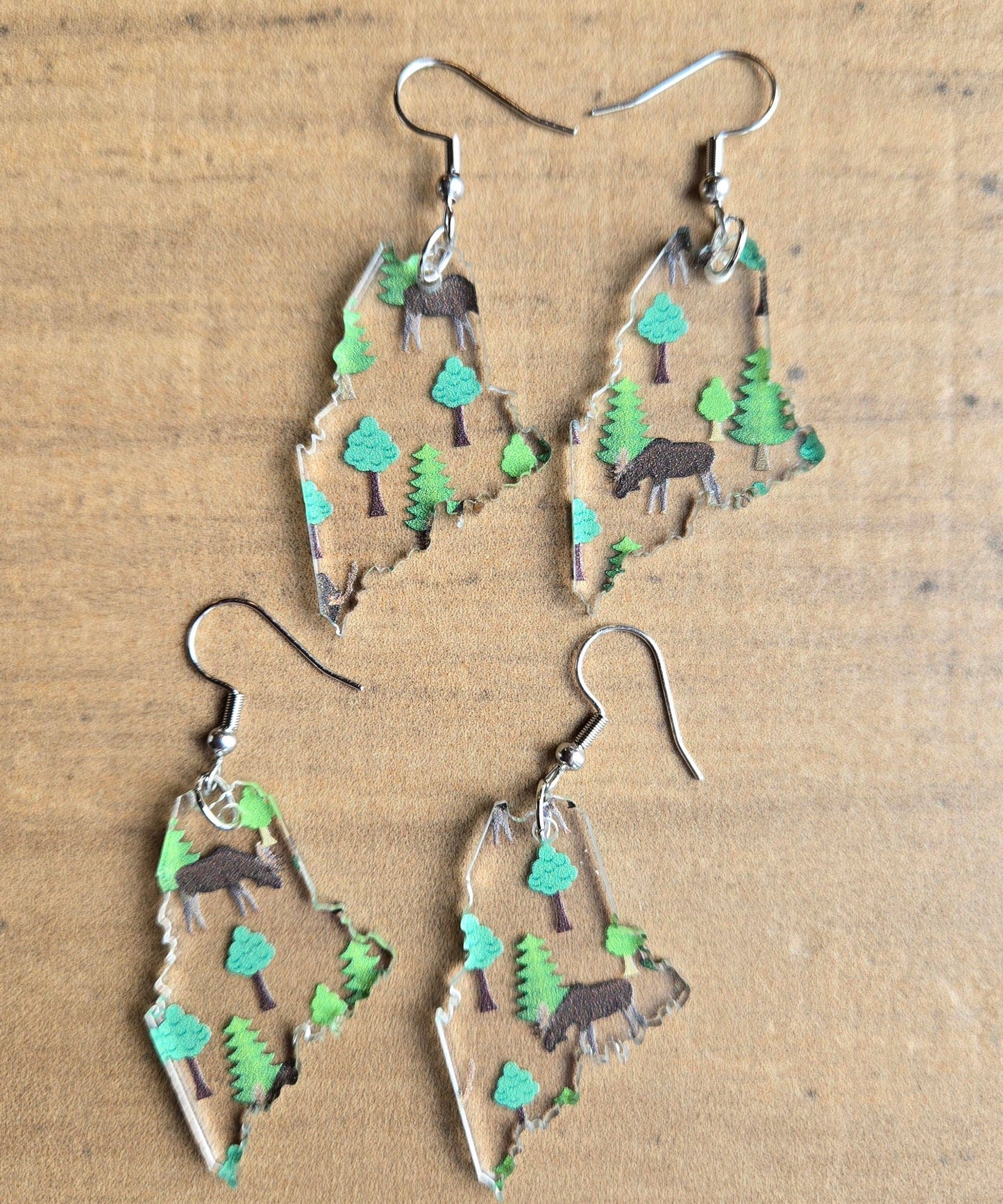 Maine Moose and Trees Earrings