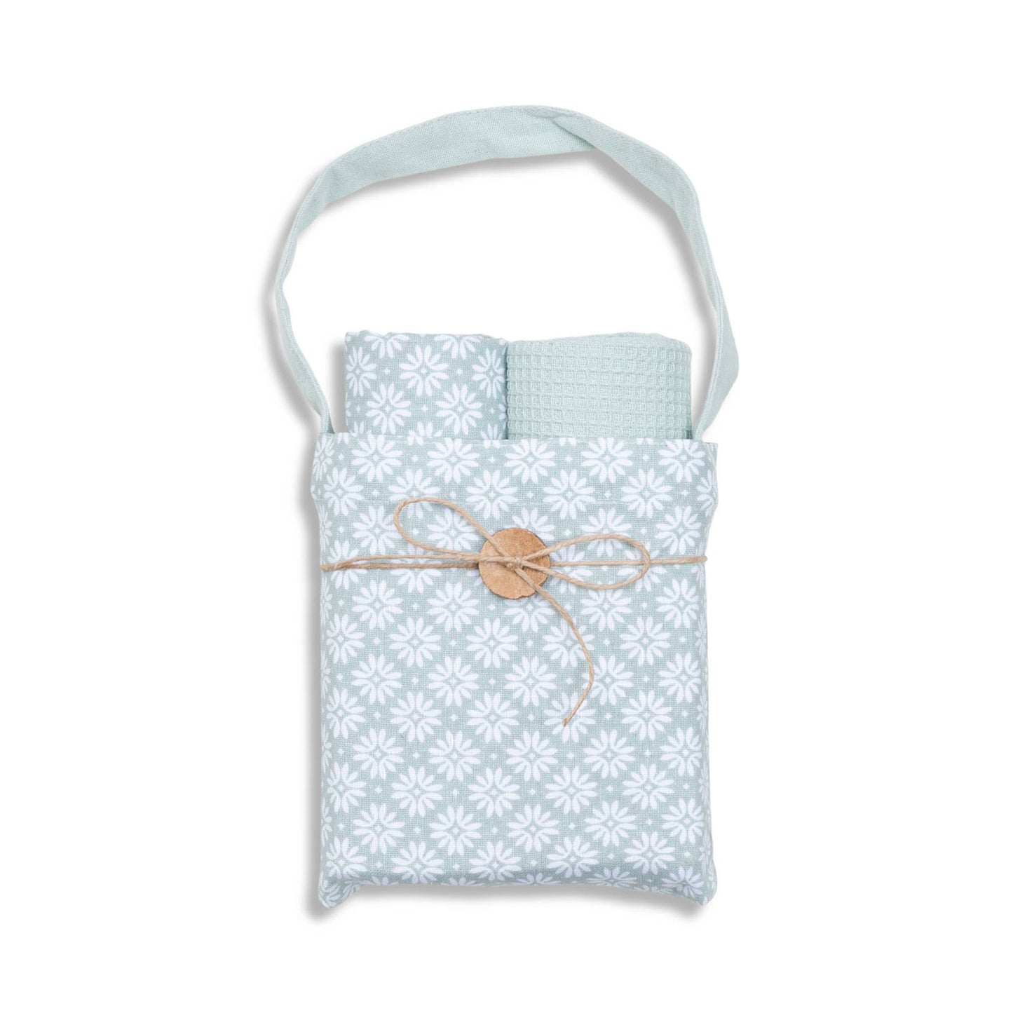 3 Piece Mint Floral Kitchen Tea Towel Set