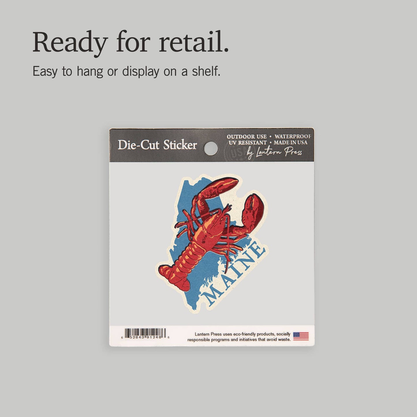 STICKER Maine, Lobster Woodblock