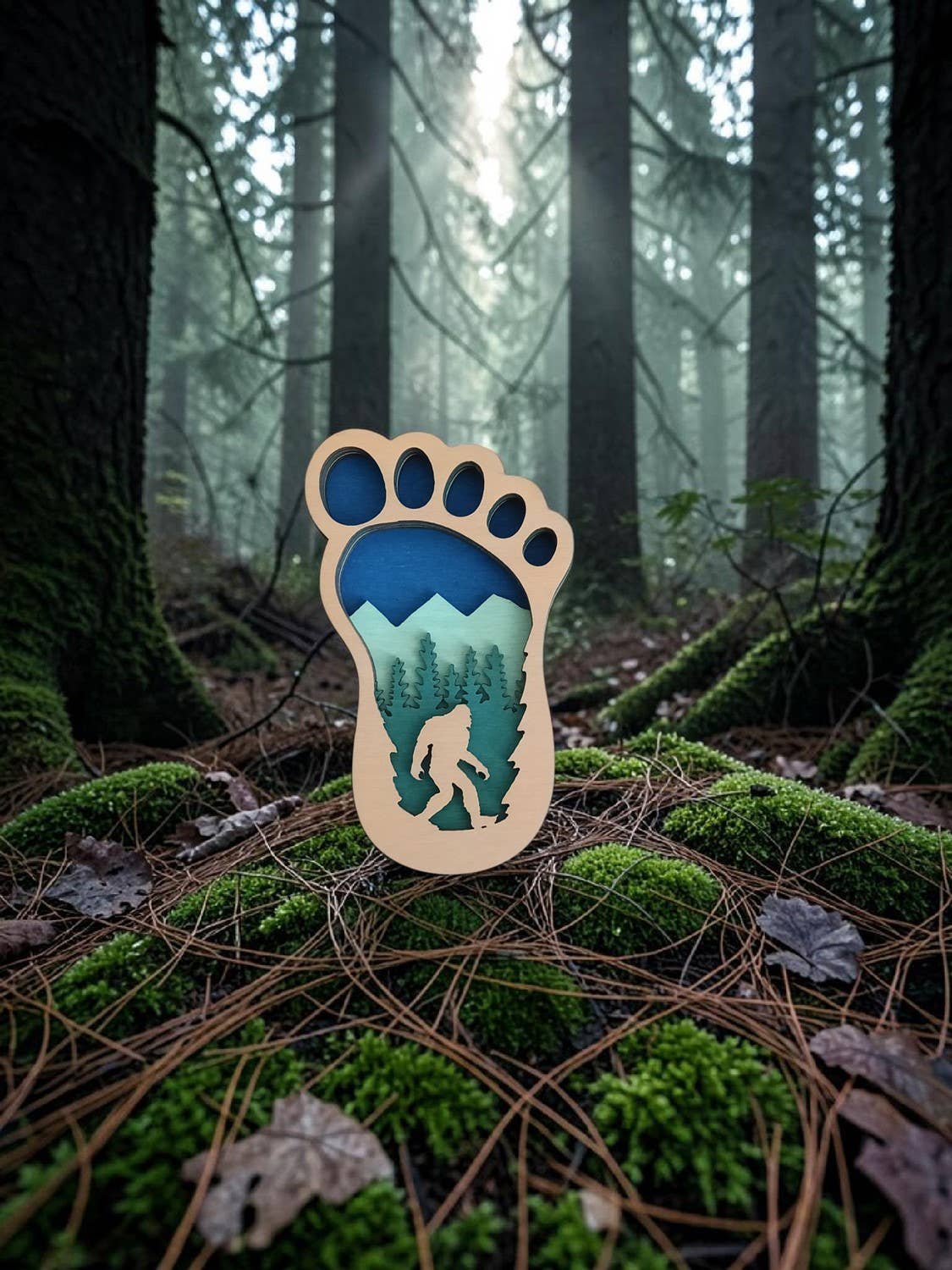 Layered Bigfoot Print Magnet