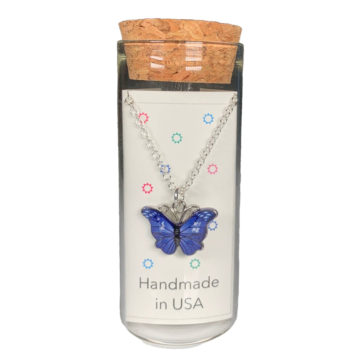Vibrant Butterfly Charm Necklace in a Bottle - 18 Inch