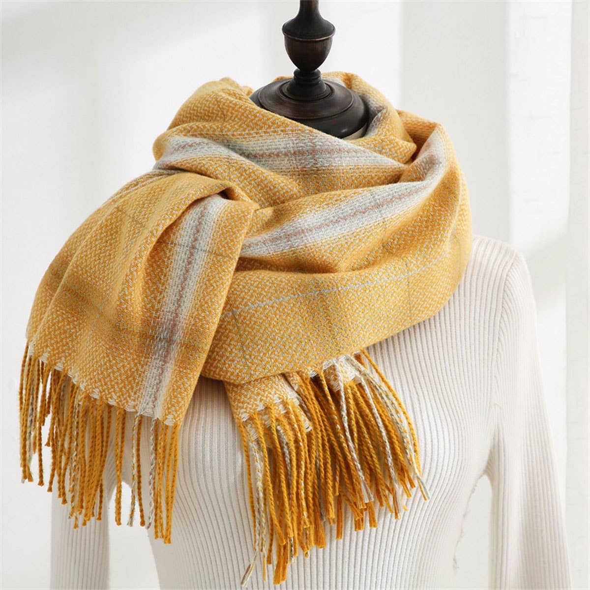 Plaid Winter Scarf-Soft Thickened Shawl