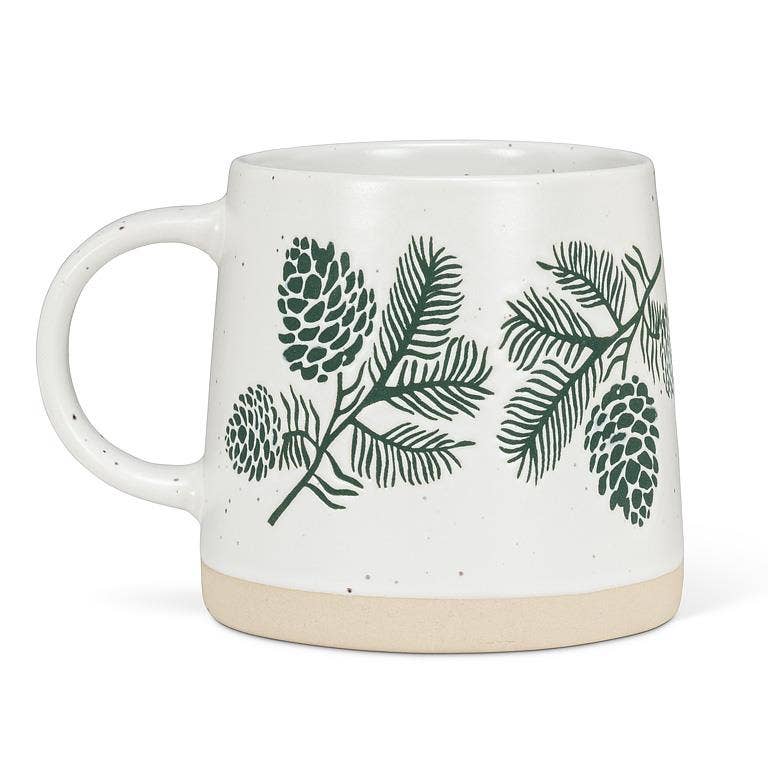 Wide Base Mug with Pinecones