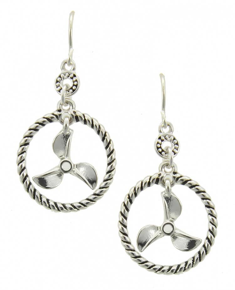 Beach Nautical Boat Propeller In Rope Dangle Earrings