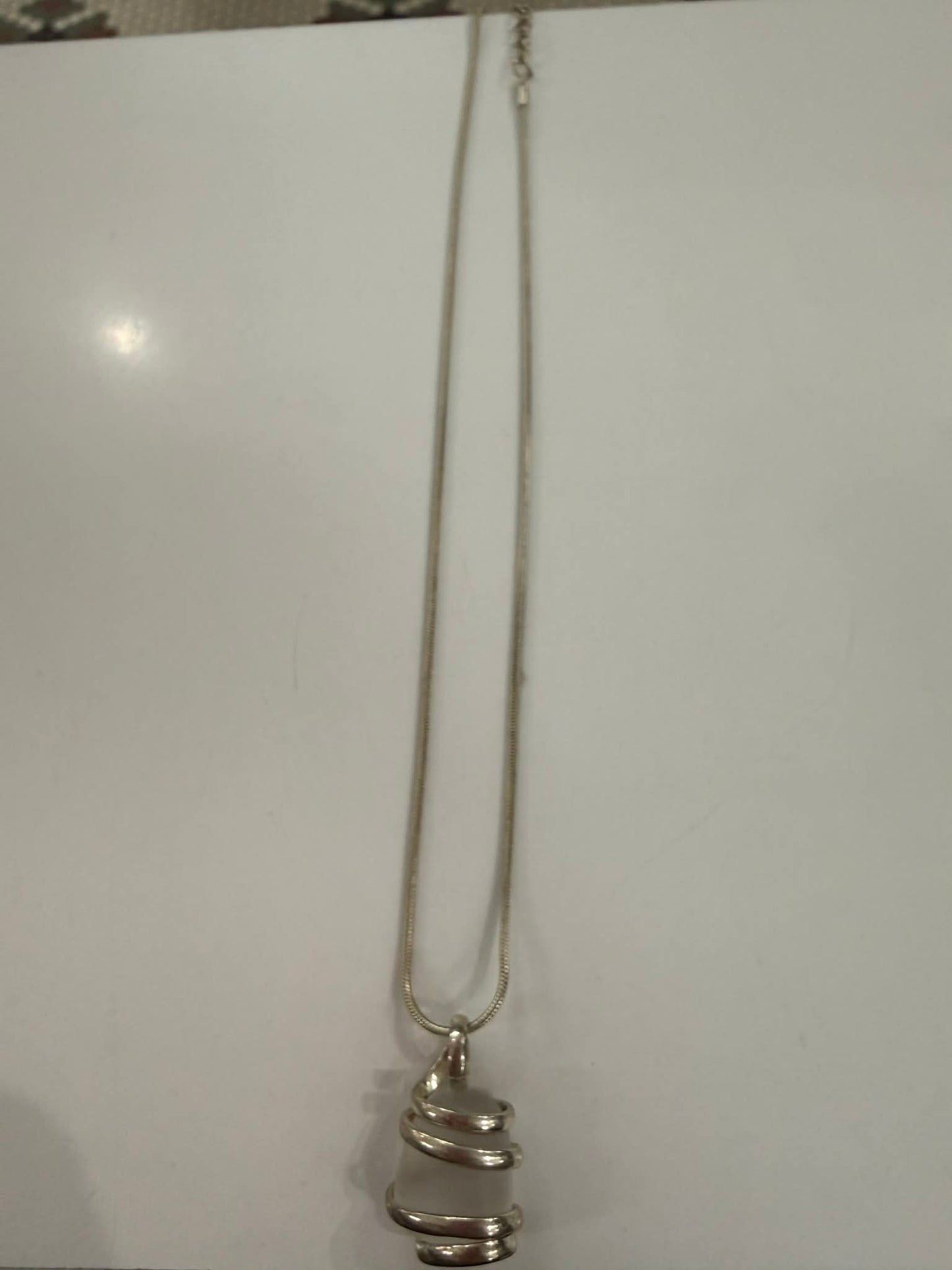 Wrapped Gem Necklace on Silver Chain