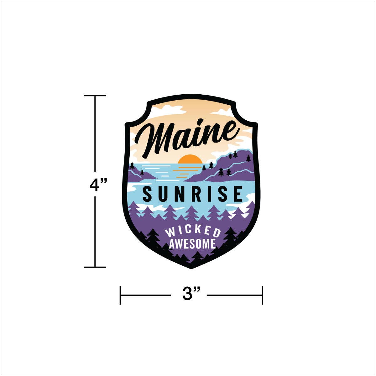 Maine Sunrise Wicked Awesome Die Cut Vinyl Sticker