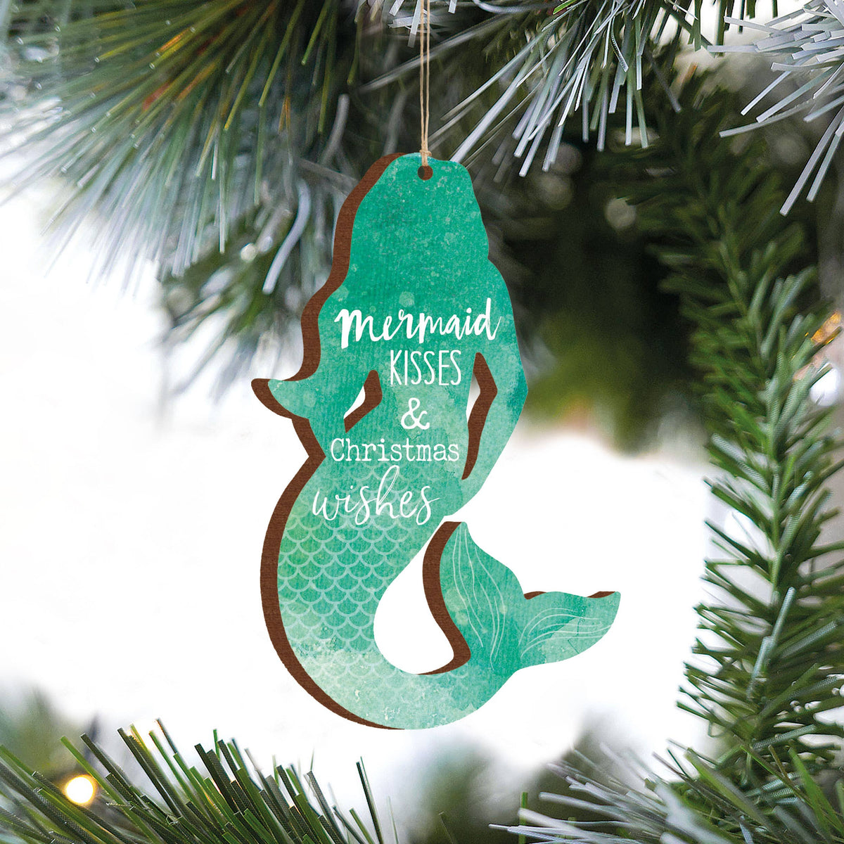 Mermaid Kisses And Christmas Wishes Ornament