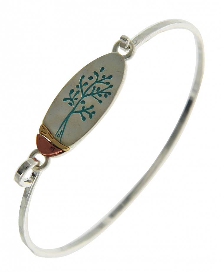 Matte Turquoise Tree of Life 3-Tone Oval Casting