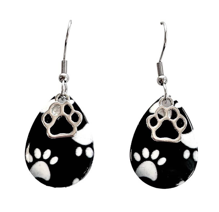 Dog Pet Bear Cat Paw Print Earrings Handmade Jewelry Maine