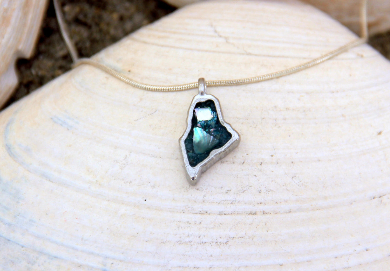 Maine Shellware Mini Shape of Maine Pendant