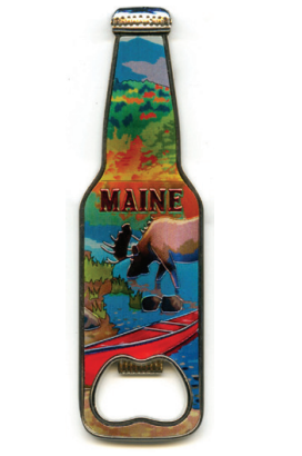 Magnetic Foil Moose/Canoe Bottle Opener-Maine