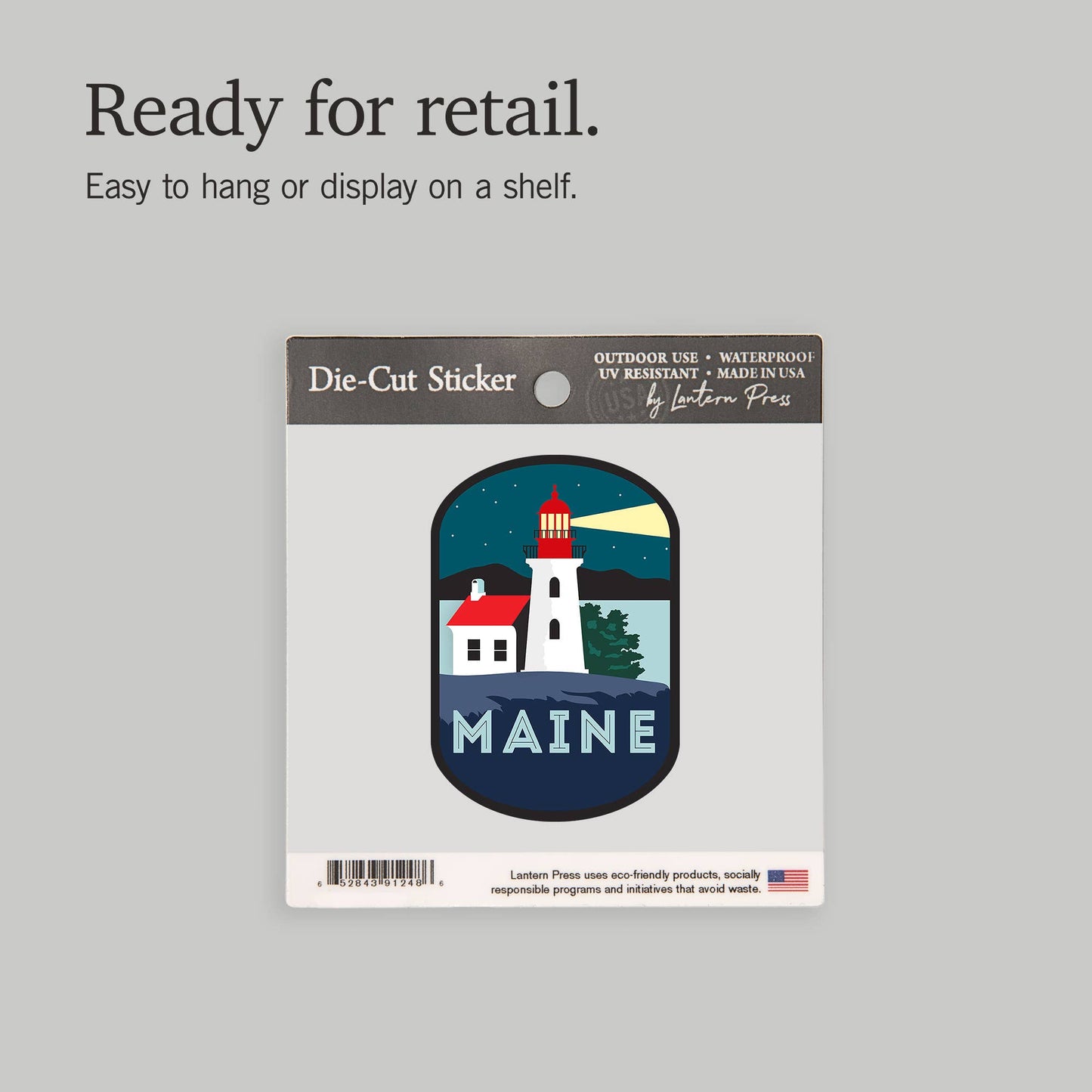 STICKER Maine, Lighthouse, Vector Style