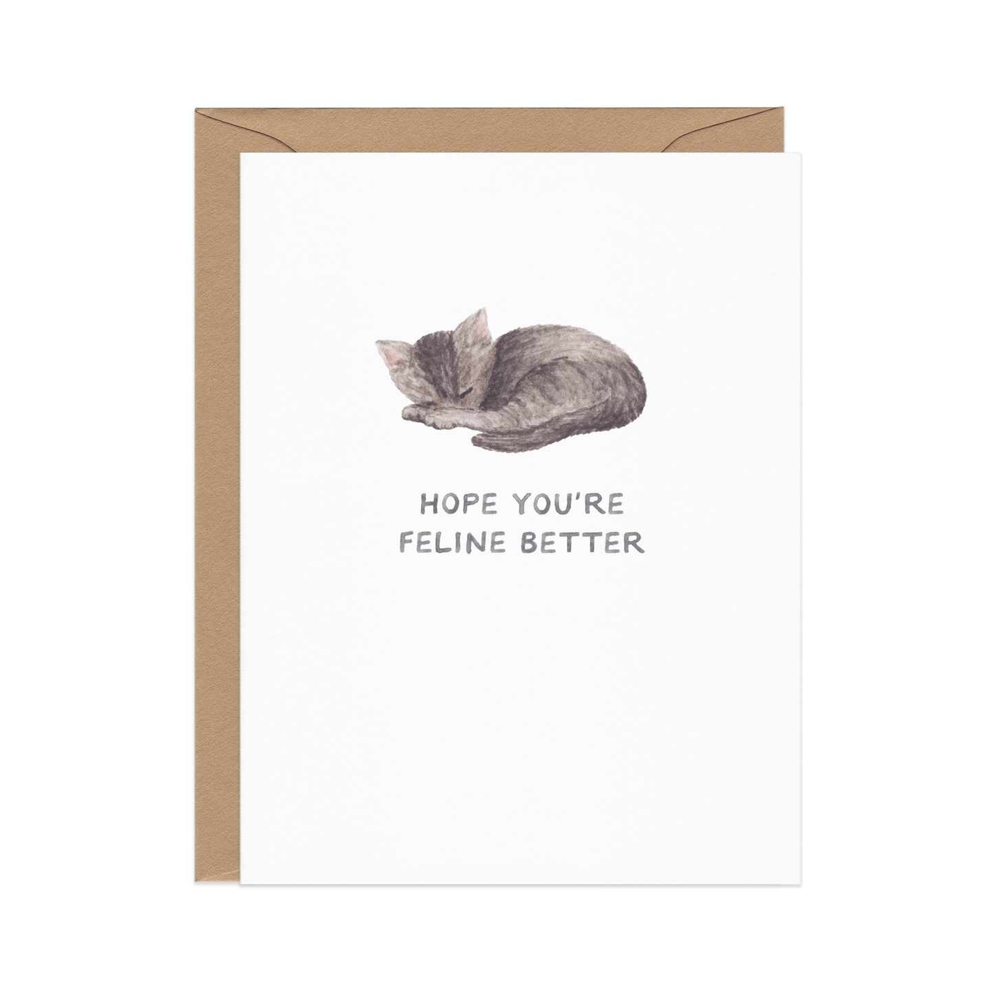 Feline Better Cat — Animal Pun Sympathy Card