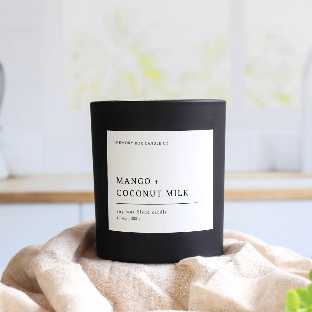 Mango + Coconut Milk - 10 oz. Matte Black Glass Soy Candle