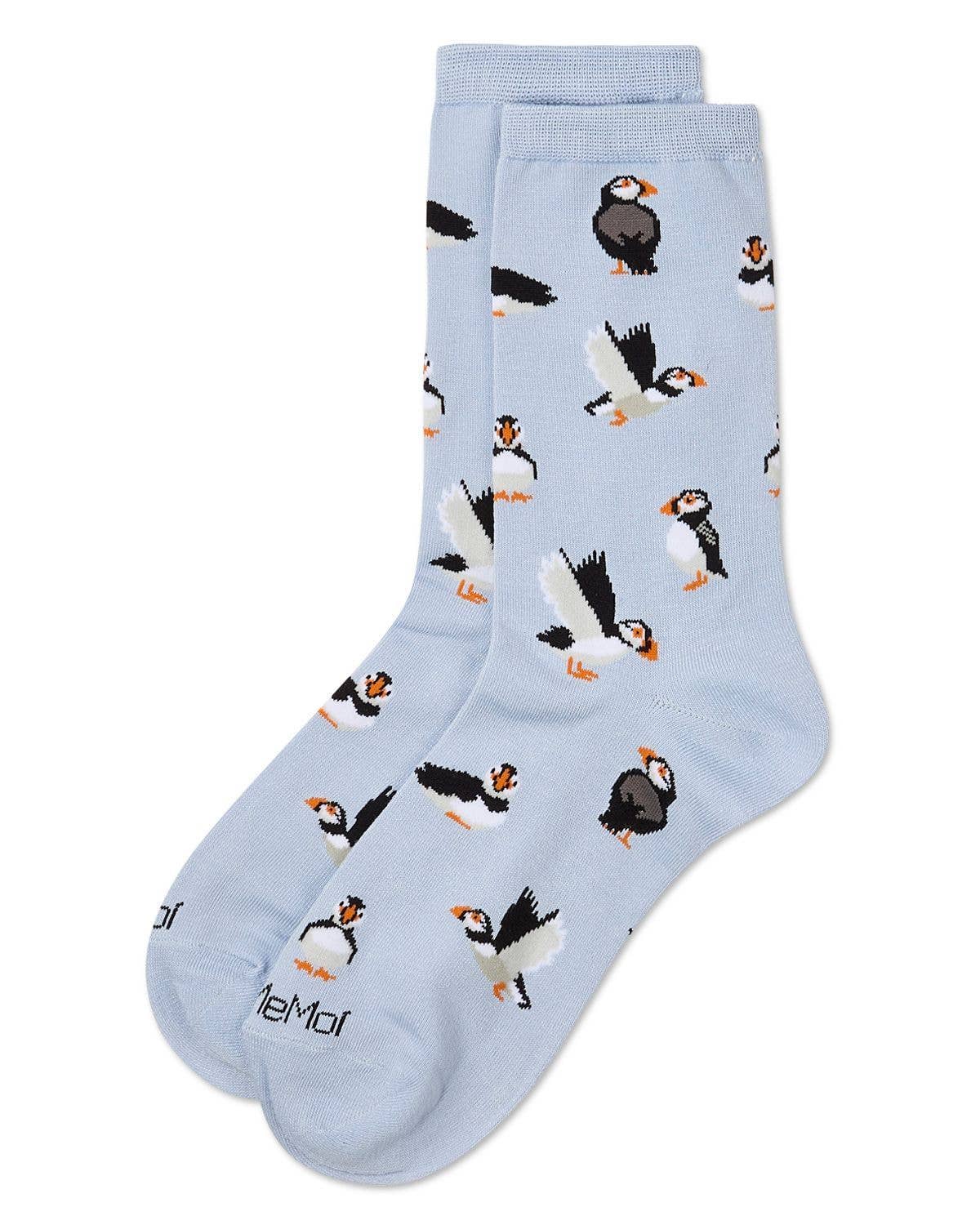 Women's Puffin Birds rayon From Bamboo Crew Socks