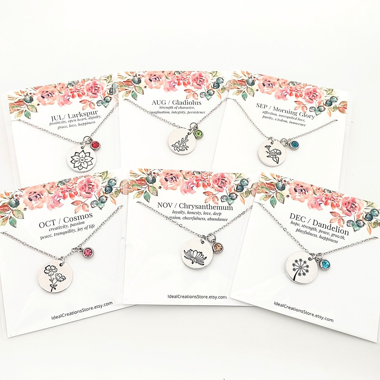 Birthstone Flower Necklace