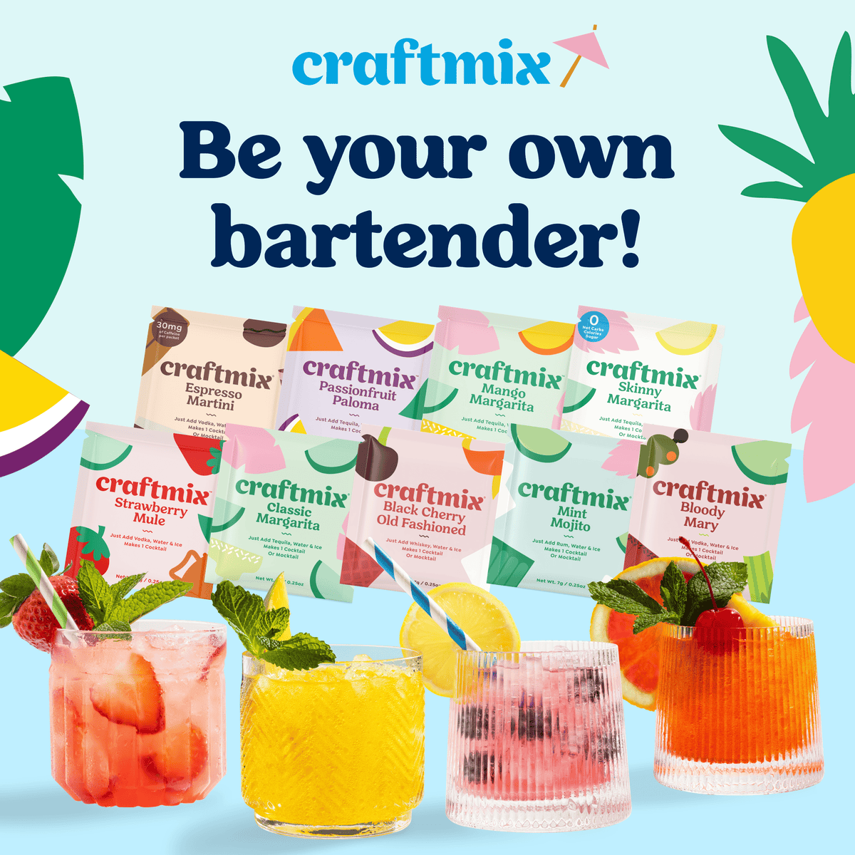 Cranberry Vanilla Cocktail / Mocktail Mixer - Single Packets