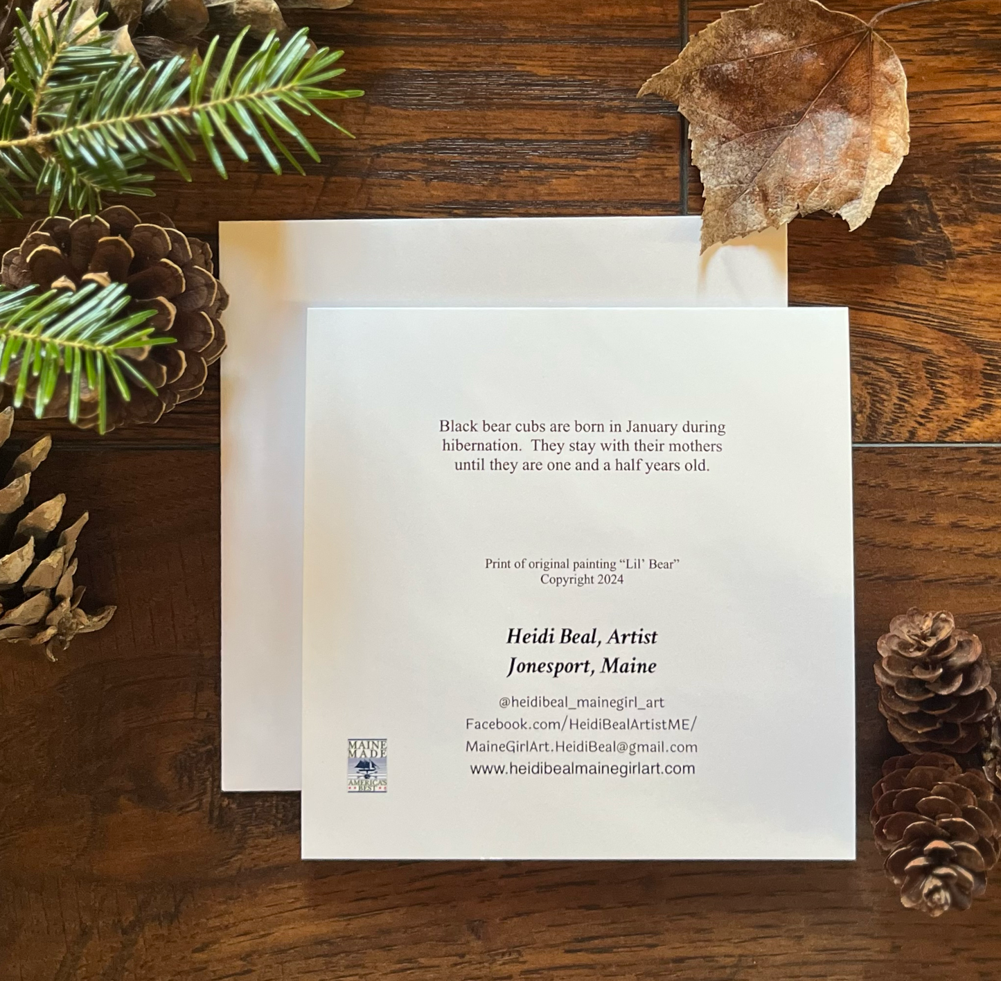 Lil' Bear fine art blank greeting card Maine