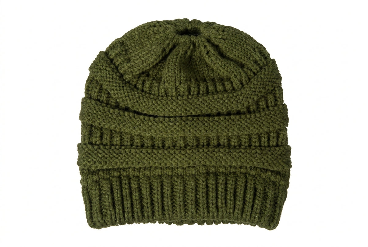 Messy Bun Ponytail Beanie