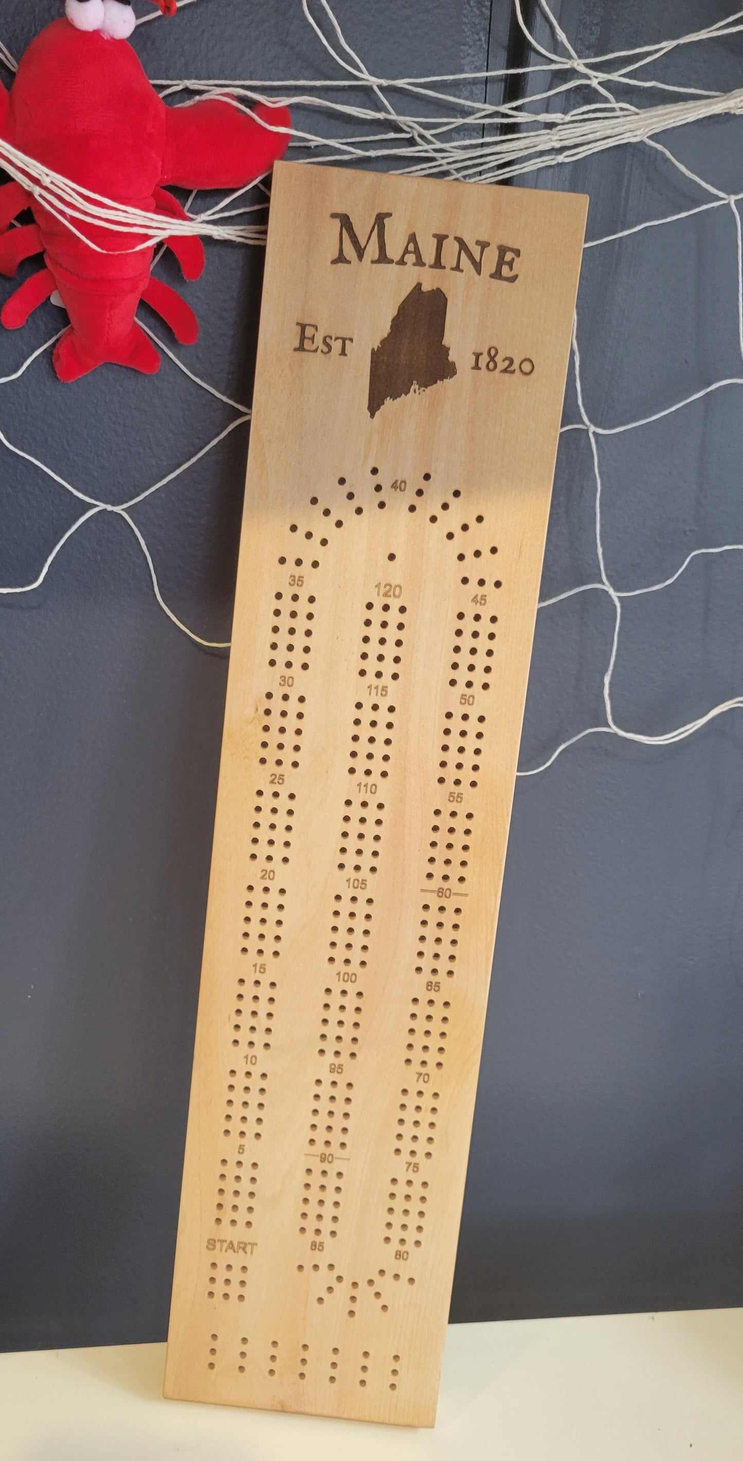 3 Player Maine Cribbage Board-Large