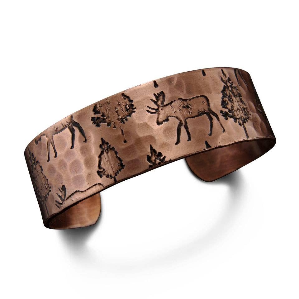 Forest Copper Engraved Cuff Bracelet