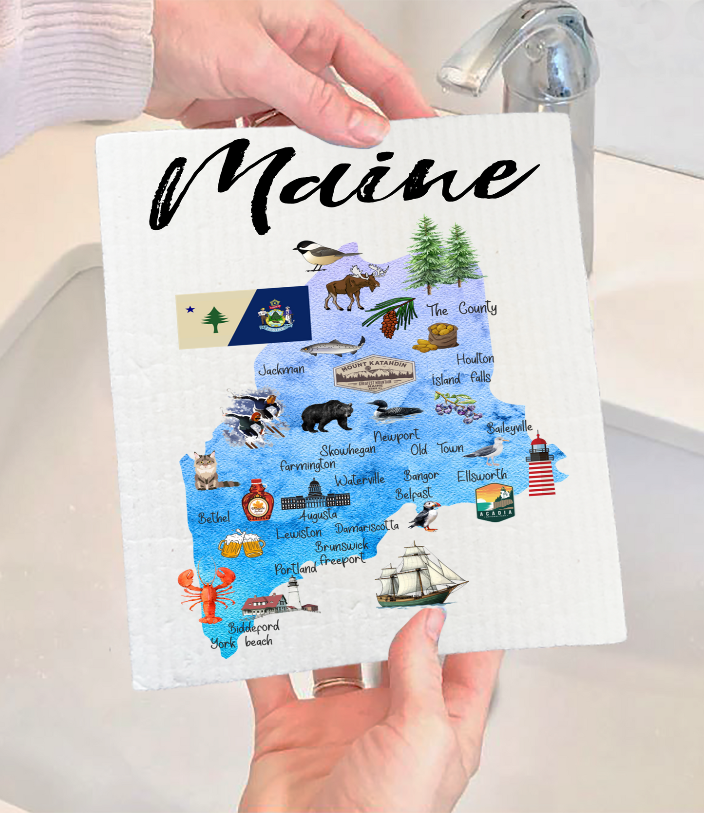 Maine State Map Kitchen SWEDISH DISH CLOTH