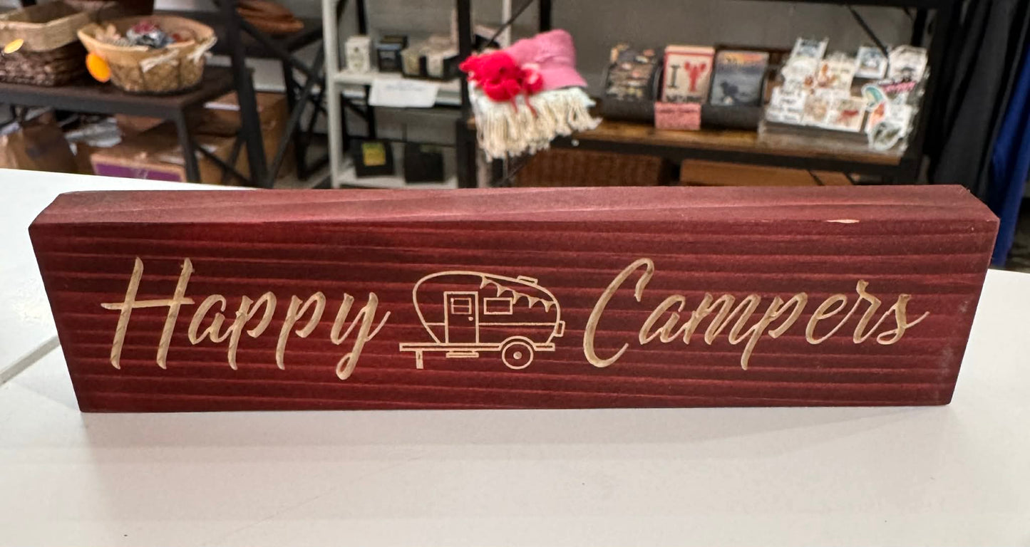Small Wooden Sign. Happy Campers