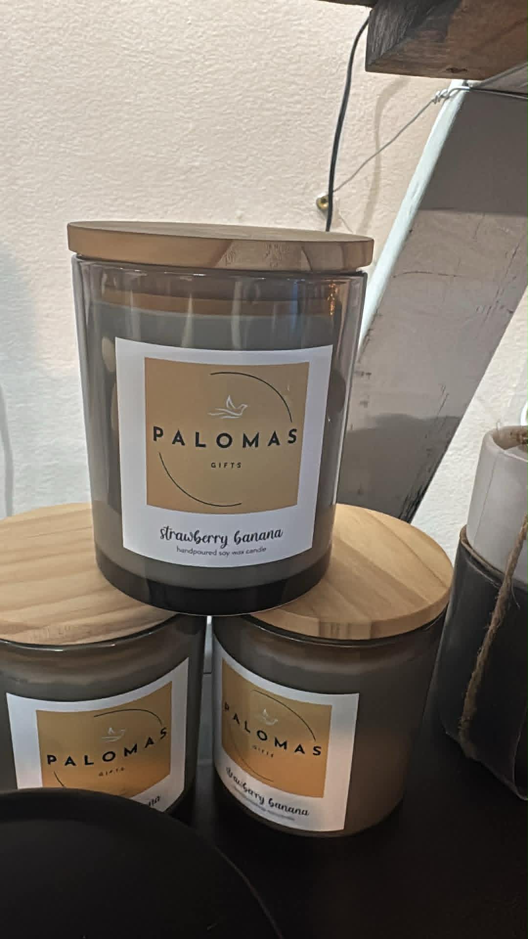 11 oz. Grey Ombre Candle Jar - Strawberry Banana