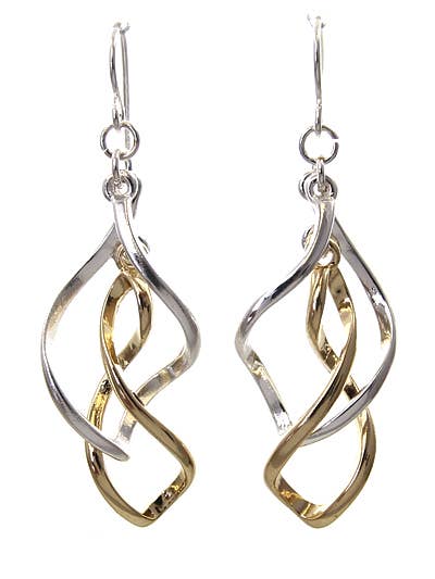 Silver & Gold Twisted Wave Earrings