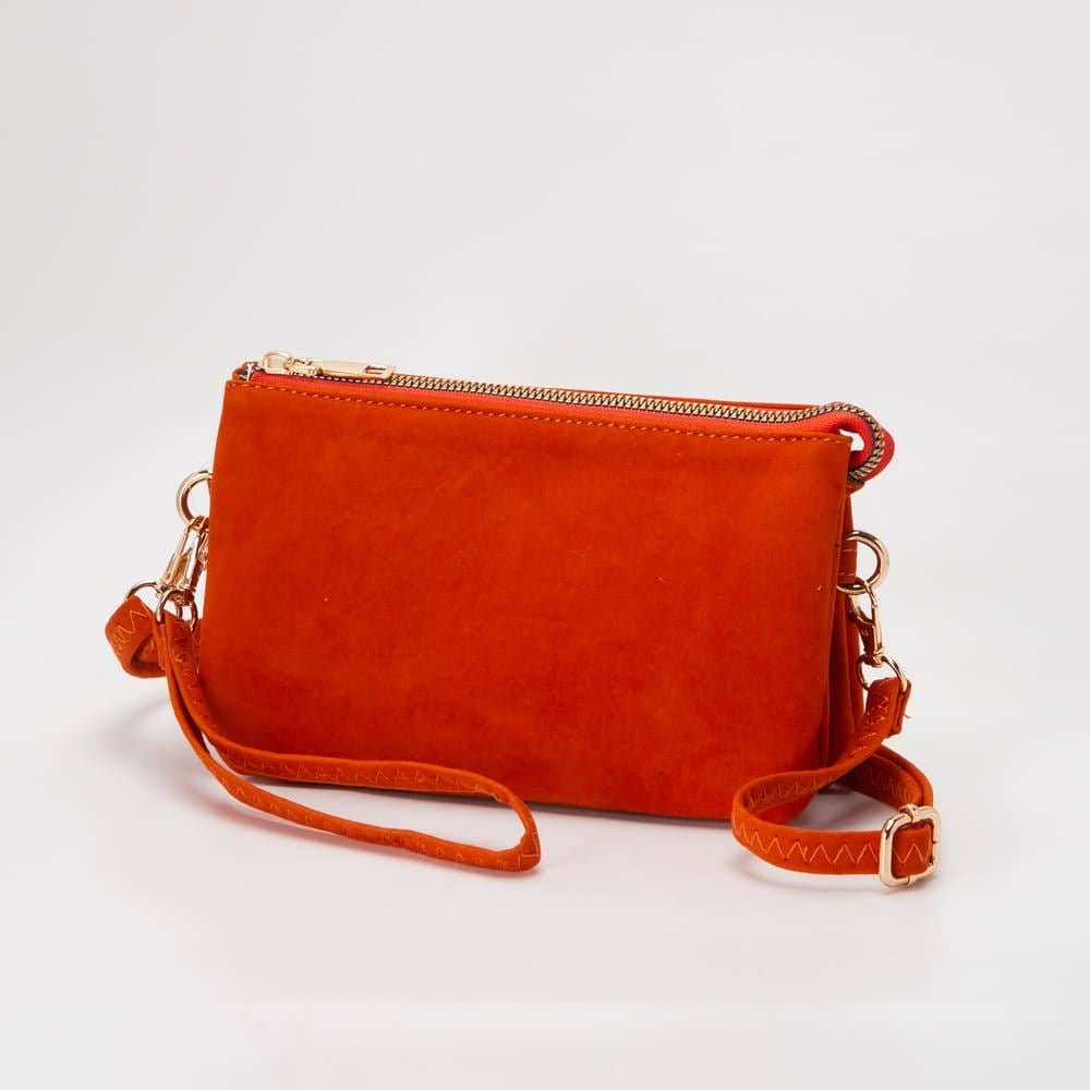 Stacey Faux Suede 3 compartments Crossbody Bag