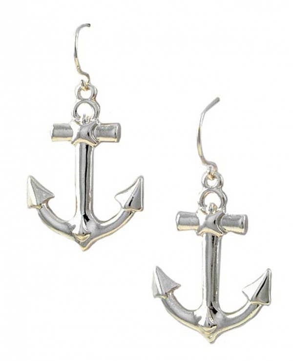 Silver Anchor Earrings